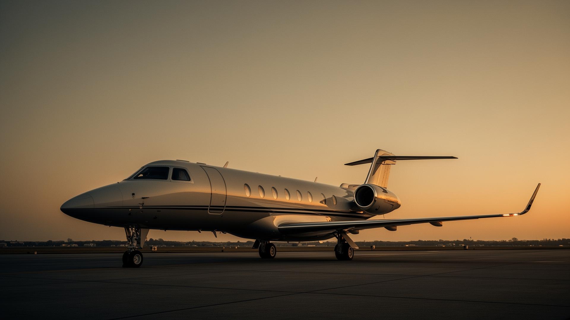 Private jet at twilight
